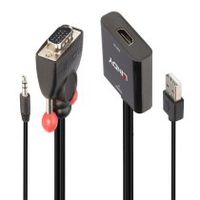 lindy 38284 adaptador de cable de vadeo vga d-sub  35mm hdmi  usb negro