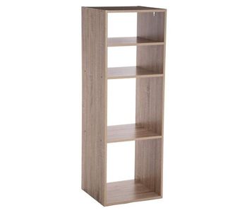 Estantería cun 4 compartimentos, color madera. fabricado en particulas de madera. dimensiones l. 34,5 x d. 32 x h. 100,5 cm.