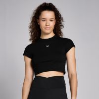 camiseta corta de manga corta de corte ajustado basics para mujer de mp - negro - xl