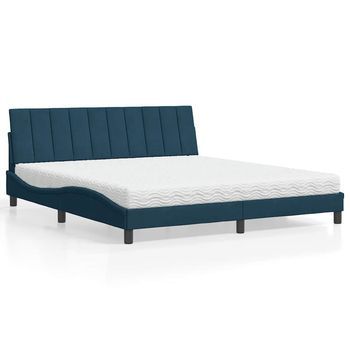 Cama Con Colchón Hanko Terciopelo Azul 180x200 Cm Vidaxl