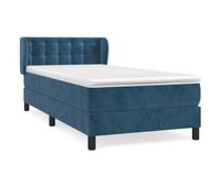 cama box spring con colchon terciopelo azul oscuro 80x200 cm botones