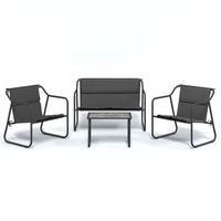 conjunto muebles de jardin 4 uds  mesa y sillas y cojines acero gris antracita