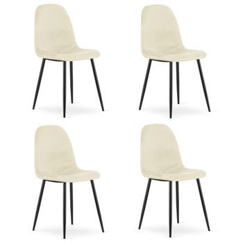 Set De 4 Silla De Comedor Tela De Terciopelo Valora Como Asiento De Terciopelo Beige