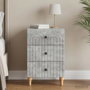Armario De Noche - Mueble Para Dormitorio - Madera De Ingeniería - Gris Hormigón (43x41x66.5cm)