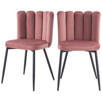 set de 2 sillas de terciopelo rosa con patas de metal negro