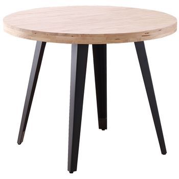 Mesa De Salón Comedor Fija Bali Color Roble Nordish Y Negro 100x100x76 Cm