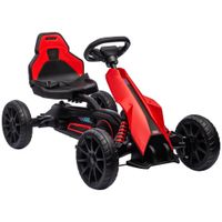 homcom kart a pedales para ninos 3-8 anos con asiento regulable en 4 posiciones y ruedas de eva 100x58x585 cm rojo