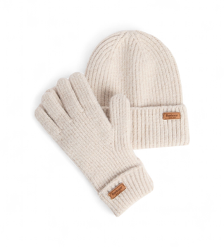 Barbour para mujer. LGS0108 Set regalo gorro y guantes Pendle (OSFA), Beige, Casual, Poliéster