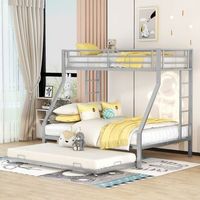 litera de metal con cama nido 90140x200 cm y escaleras laterales plata