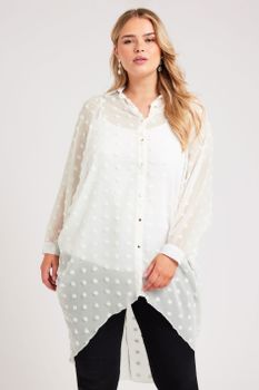 Yours London Camisa Larga Blanca De Gasa Con Manga Murciélago, Mujer Curvy Y Tallas Grandes, Yours London