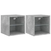 2 uds muebles tv de pared  mueble de salon  armario tv luces led gris hormigon 30x285x30 cm