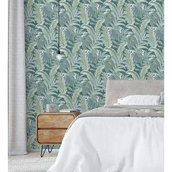Papel Pintado Vinílico Ecológico Decorativo De Hojas Tropicales - Palmer Hill 680739 De Gaulan - Rollo De 10 M X 0,53 M