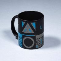 taza play station iconos azul y negro ceramica 325 mls