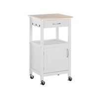 carrito de cocina blanco tablero de madera clara 39 x 48 x 89 cm ruedas estante cajon siena