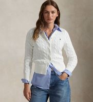 polo ralph lauren para mujer 211971868007 cardigan de algodon en punto de ochos blanco m casual