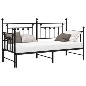 Estructura De Cama De Día Negro 75 X 190 Cm Acero Vidaxl