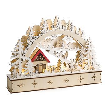 Decoración De Navidad Led Figurita De Madera Accesorios Navideños Marrón Claro Goksjo