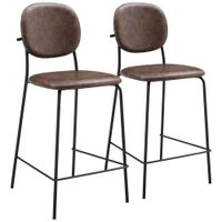 juego de 2 taburetes de bar en polipiel marron