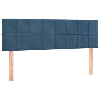 Cabecero Cama Mueble De Dormitorio Con Led De Terciopelo Oscuro 144 X 5 X 78/88 Cm Azul M02_0008942