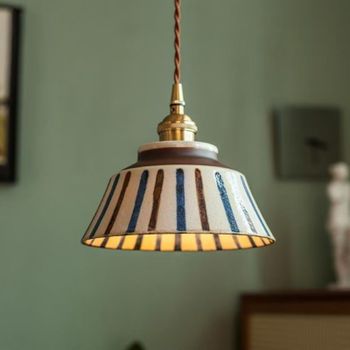 Lámpara Colgante de Cerámica Estilo Retro para Bar, Restaurante, con Diseño Floral, Estilo Antiguo, para Vestíbulo, Pasillo, Lámpara LED Colgante para Cabecera