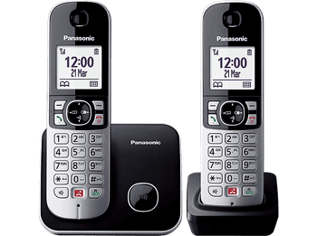 Teléfono - Panasonic KX-TG6852SP, Dúo, Inalámbrico, Identificación de llamadas, No molestar, Negro + Base