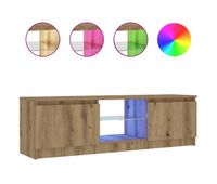 mueble de tv luces led madera roble artisan 120x30x36 cm