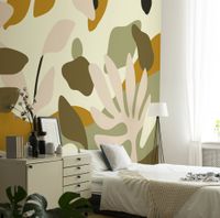 papel pintado panoramico con motivos vegetales marron claro