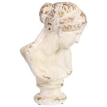 Figura Decoración Busto De Magnesio Blanco 43x34x66h Cm