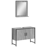 set de 2 uds muebles de bano  armario de bano madera de ingenieria gris sonoma