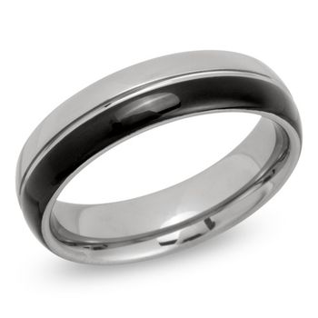 Anillo tungsteno ranura brillante grabado láser