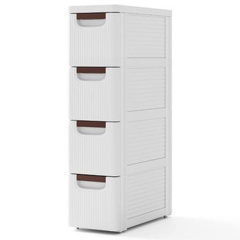 Mueble De Baño Estrecho Con 4 Cajones Y Ruedas, Estante Nicho, Mueble De Baño 5 Cm