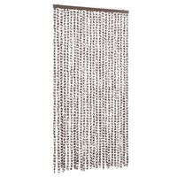 cortina antimoscas chenilla gris taupe y blanco 100x200 cm