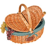 cesta de picnic de mimbre natural campagne vichy verde