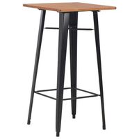 mesa alta de bar negra madera maciza de pino acero 60x60x108 cm vidaxl