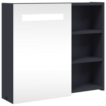 Mueble De Baño Con Espejo Y Luz Led Gris 60x13x52 Cm Vidaxl
