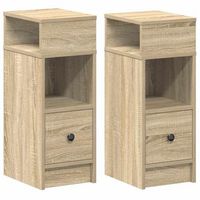 mesillas de noche 2 uds con cajon roble sonoma 25x31x66 cm vidaxl