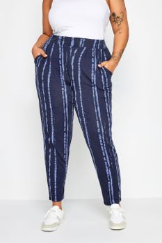 Yours Pantalón Con Pinzas Azul Marino De Rayas , Mujer Curvy Y Tallas Grandes, Yours