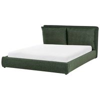 cama moderna de tela 160 x 200 cm cabecero tapizado y acolchado verde oscuro bajonna