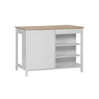 isla de cocina con 5 estantes 1 puerta y 1 cajon blanco