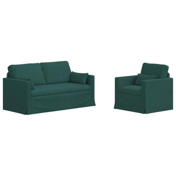 Juego De Sofá 2 Pcs Verde Oscuro 158 X 78 X 80 Cm Tela Vidaxl