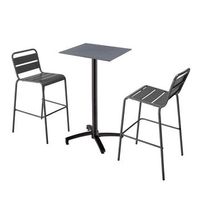 mesa alta inclinable de conjunto en gris y 2 sillas altas en gris opera - oviala