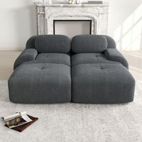 sofa de 2 plazas de pana gris modular sin marco antideslizante