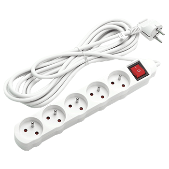Aigostar Regleta alargador de 5 Tomas con Interruptor y Protección Infantil, 5 M, Blanco, 16A 250V