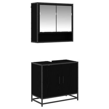 Juego De Muebles De Baño 2 Uds. Roble Negro 65 X 33 X 60 Cm Vidaxl