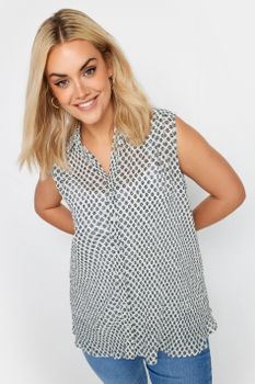 Yours Camisa Sin Mangas Blanca De Flores, Mujer Curvy Y Tallas Grandes, Yours