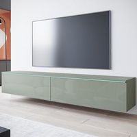 mueble de tv lowboard d 180 cm mueble de television mueble de salon con iluminacion led color verde niebla