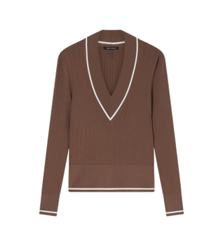 A|X Armani Exchange para mujer. XW002242AF10352U6136 Jersey V neck marrón (M), Casual, Viscosa, Manga larga