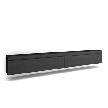 Mueble Tv, Televisión, Muebles De Salón, Almacenaje, 320x45x35 Cm, Para Tv Gran Formato, Colgado, Suspendido, Estilo Moderno, Negro