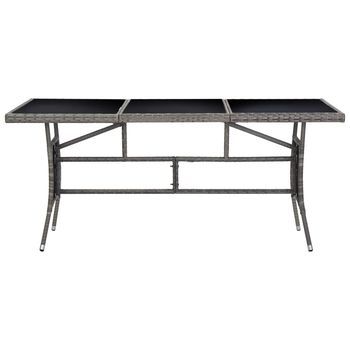 Mesa De Jardín | Mesa De Exterior Ratán Sintético Gris 170x80x74 Cm