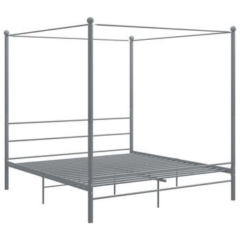 Cama Matrimonial | Cama Para Adultos | Estructura De Cama Con Dosel Metal Gris 180x200 Cm